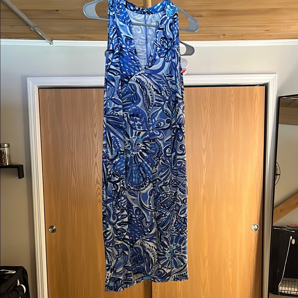 Lilly Pulitzer Blue and White Floral Midi Dress